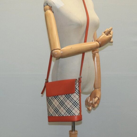 BURBERRY Nova Check Shoulder Bag Canvas Beige Auth 104180
